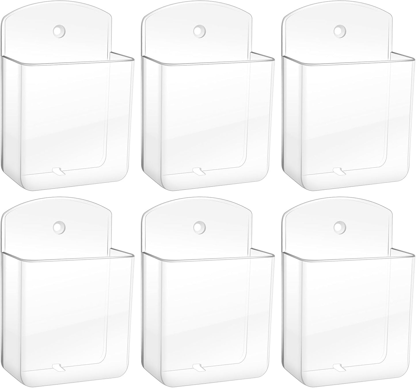 6 PCS Remote Control Holders Wall Mount, Self Adhesive TV Air Conditioner Remote Control Holder, Wall Mount Storage Box Organizer Wall Pen Holder Storage for Home Office School (Transparent)