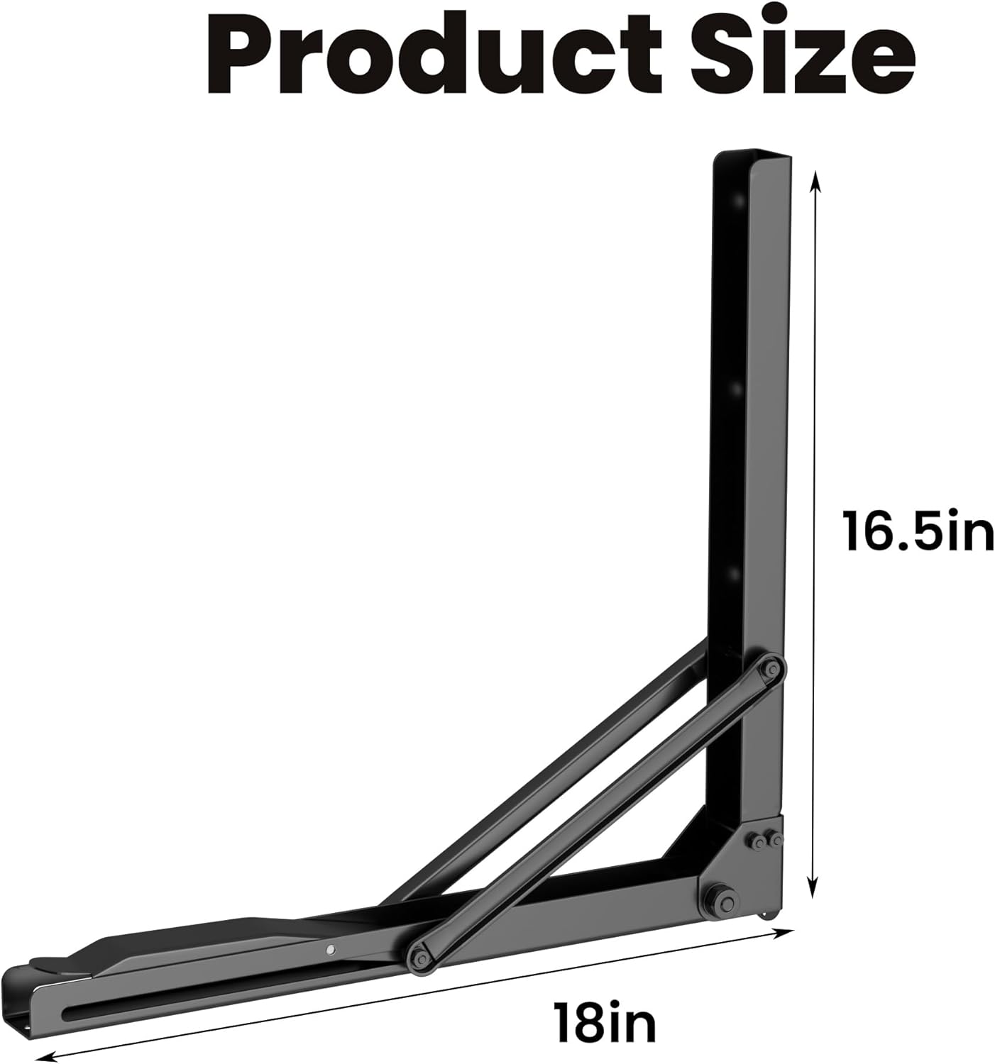 EVERHANGER 18 inch Folding Shelf Brackets for Garage, Heavy Duty Collapsible Shelf Bracket Steel Wall Mounted Table Brackets (Pack of 2, No Board)