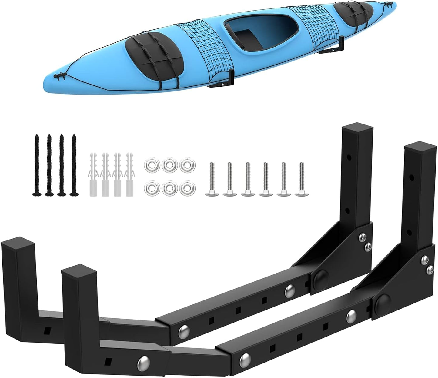 WALMANN Wall Mount Kayak Storage Rack, Kayak Hooks for Garage Wall Hangers for Kayak, Surfboard, Skiis, Snowboard, Paddle Board