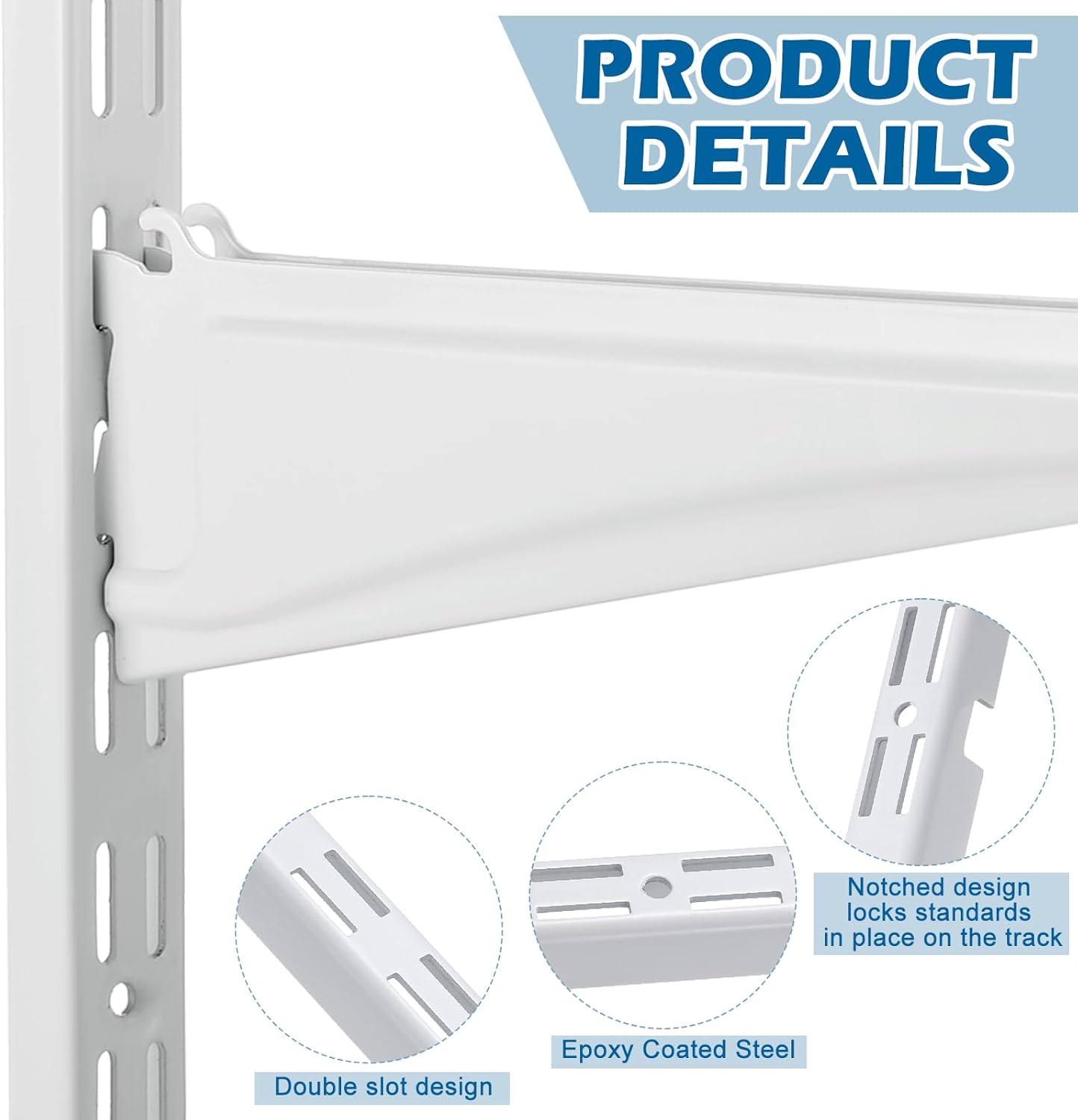 Tandefio 8 Pcs 12 inch Dual Track Upright Wall Shelving System with Notched Design Standard Adjustable Shelf Bracket Rail Heavy Duty Track Wall Support System Shelf Pilaster Strip for Hang