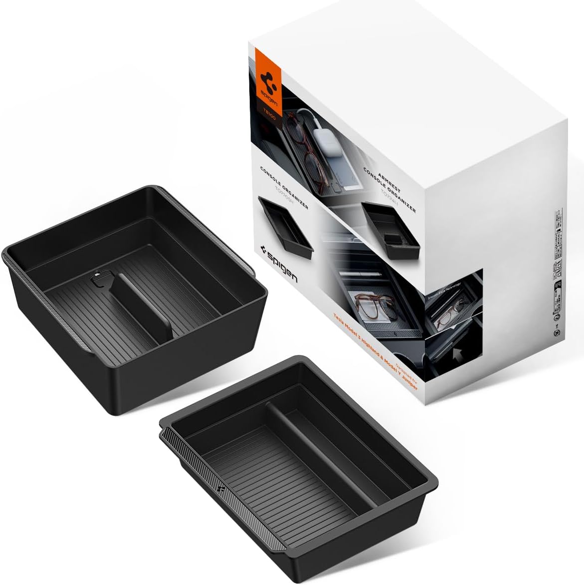 Spigen Center Console and Armrest Organizer for Tesla Model Y Juniper (Only Premium & Performance 2025/2026) and Model 3 Highland (Standard, Premium & Performance 2024/25/26)