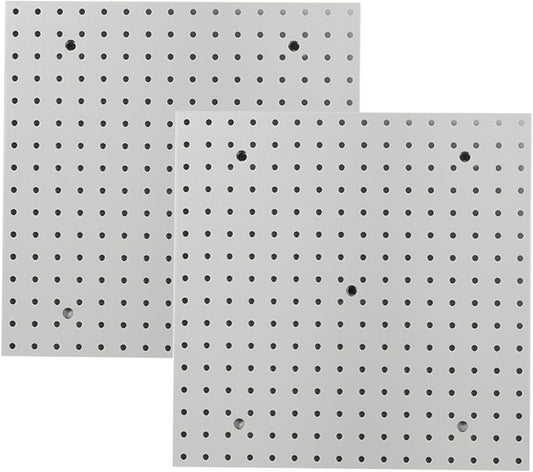 Pegboard Smith 16x16 inch Wall Organizer Pegboard Panels, Gray Metal Pegboard for Tool Storage, Workbench Tools Organization Peg Board (2 PCS, Grey)