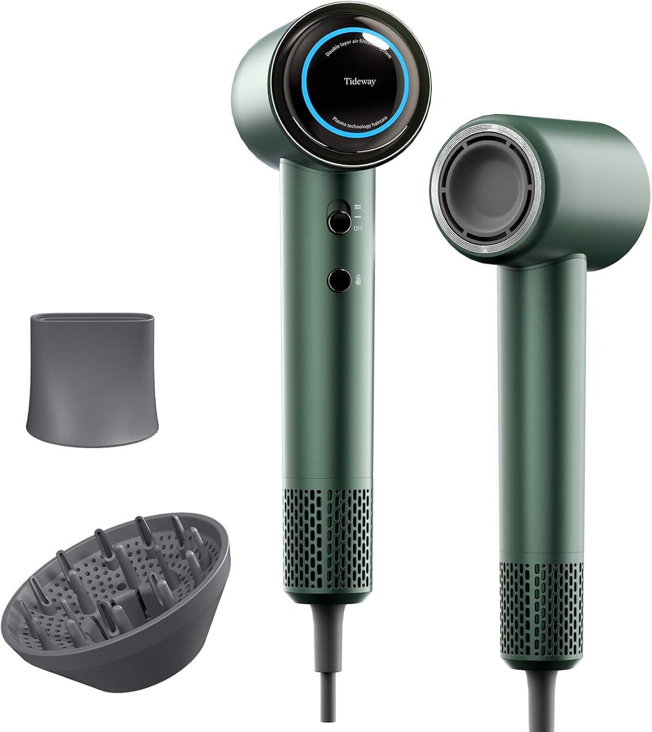 Tideway Hair Dryer, Blow Dryer with Diffuser High-Speed Plasma Ionic Low Noise for Fast Drying, Travel Hair Dryer for Women and Man, Curly/Wavy & Long/Thick Color-Treated Hair H11