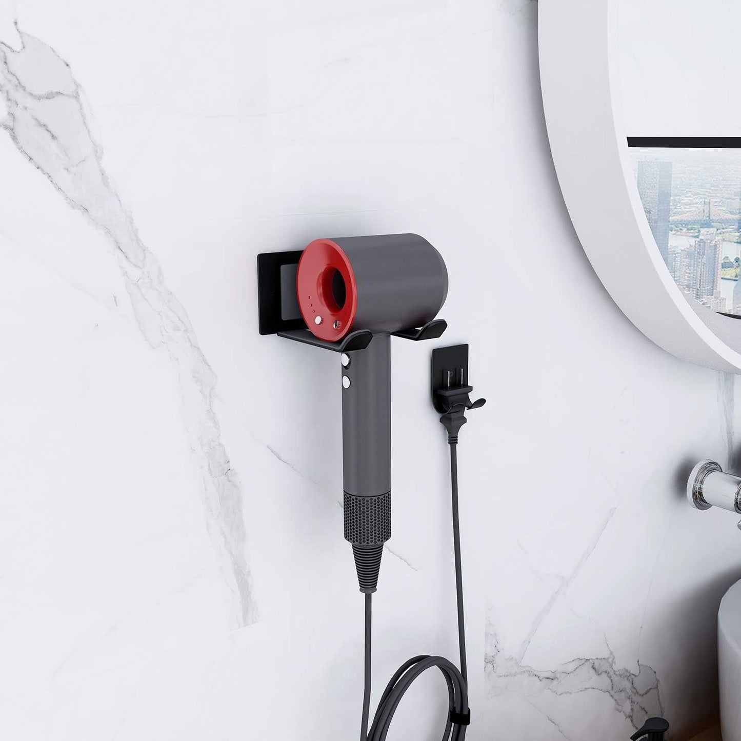 FLE Hair Dryer Holder, Blow Dryer Holder Wall Mounted Fit for Most Hair Dryers