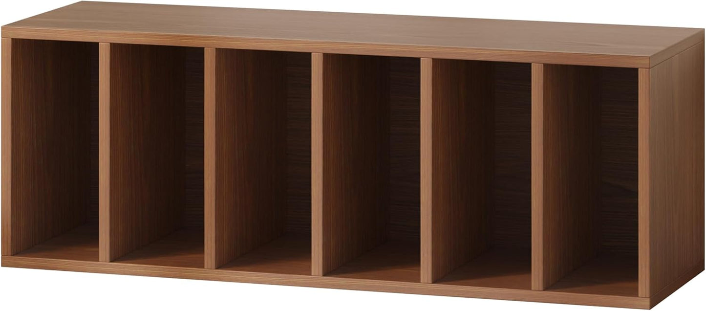 IOTXY DIY Modular Cube Bookcase - CubeXY Customizable Stackable Expandable Basic Shelving Units, 6-Cube Wooden Open Bookshelf with Removable Shelves for Books Organizer, Walnut