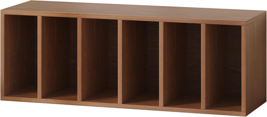 IOTXY DIY Modular Cube Bookcase - CubeXY Customizable Stackable Expandable Basic Shelving Units, 6-Cube Wooden Open Bookshelf with Removable Shelves for Books Organizer, Walnut