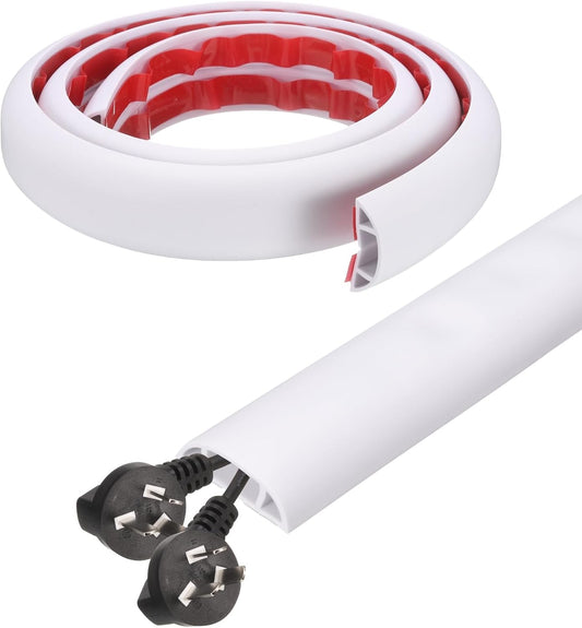 HARFINGTON 4ft Cord Cover Floor W0.6 x H0.33 Inner Channel PVC Hide Extension Cable Floor Wire Hider Wire Covers Protector for Prevent Cable Trips Cables Management, White
