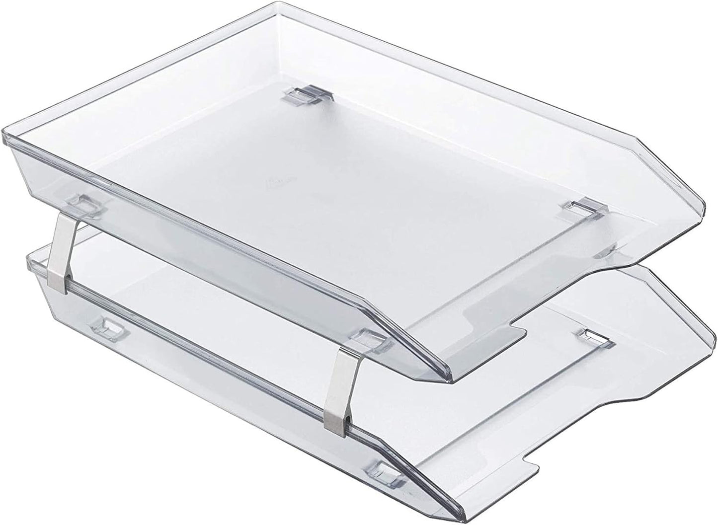 Acrimet Facility 2 Tier Letter Tray, Front Load, Letter Size/A4, Desktop File Organizer, Plastic (Clear Crystal Color)