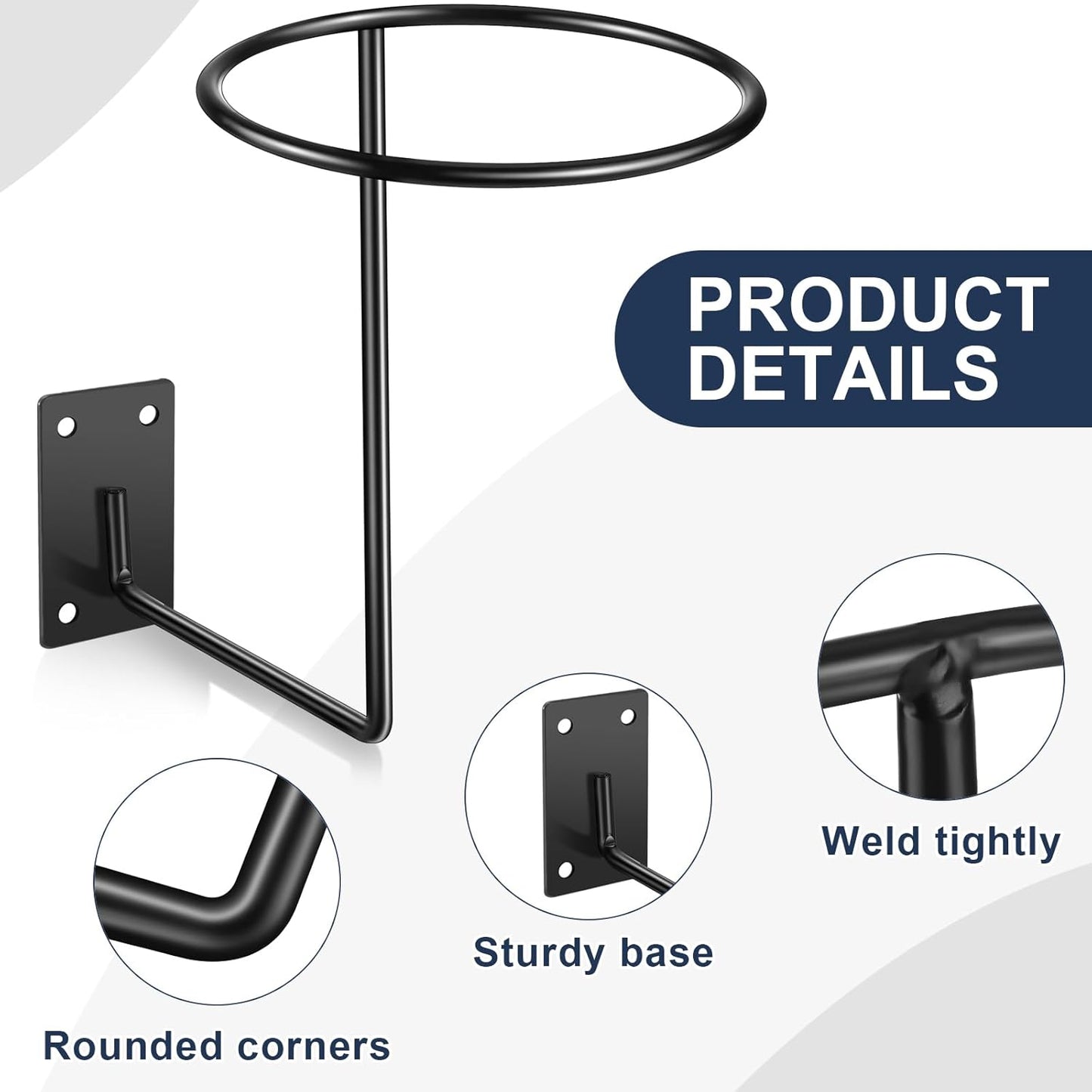 6 Pack Helmet Hanger Wall Mount Motorcycle Helmet Rack Metal Ball Holder for Basketball Volleyball Football Multifunctional Display Hook Stand for Cap Hat Wig Riding Jacket Coat