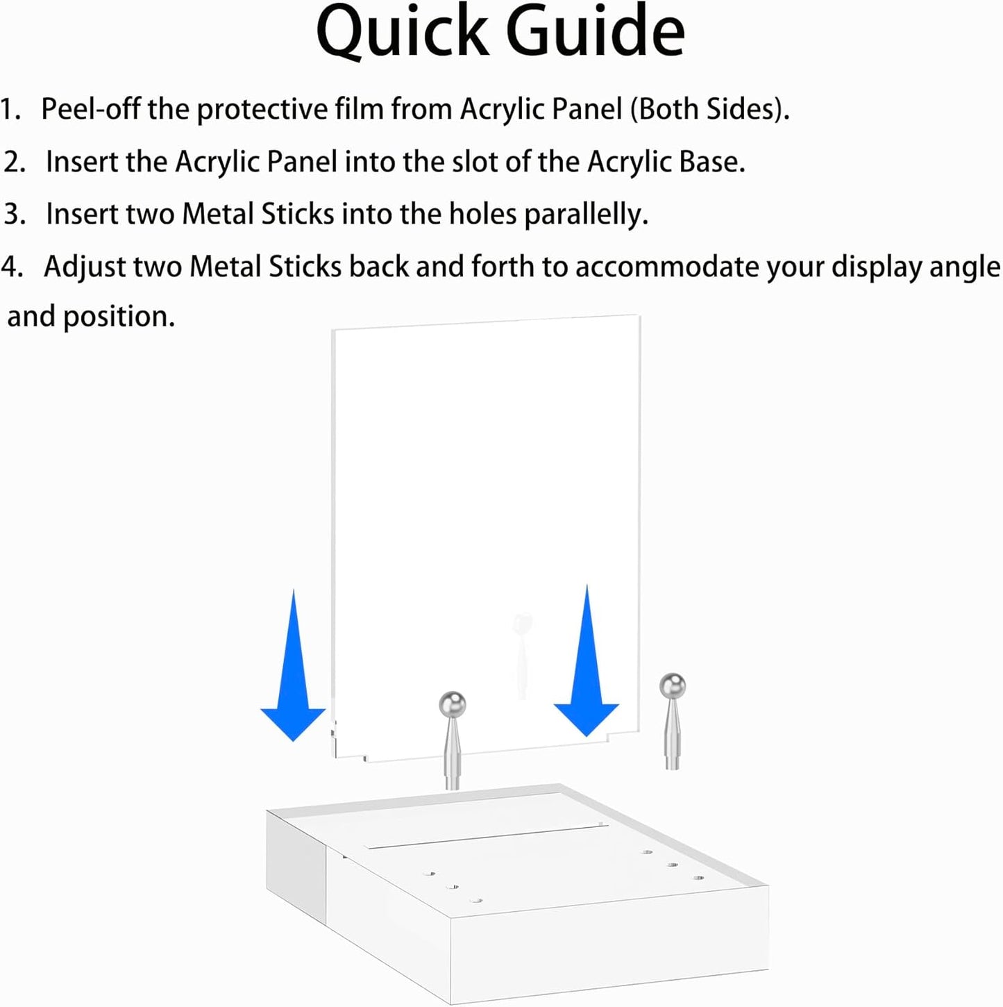 Acrylic Easel Display Stand with Adjustable Silver-Toned Hardware for Pictures, Crystal Clear Acrylic Stand with Floating Appearance for Cookbook, Invitation and Plates