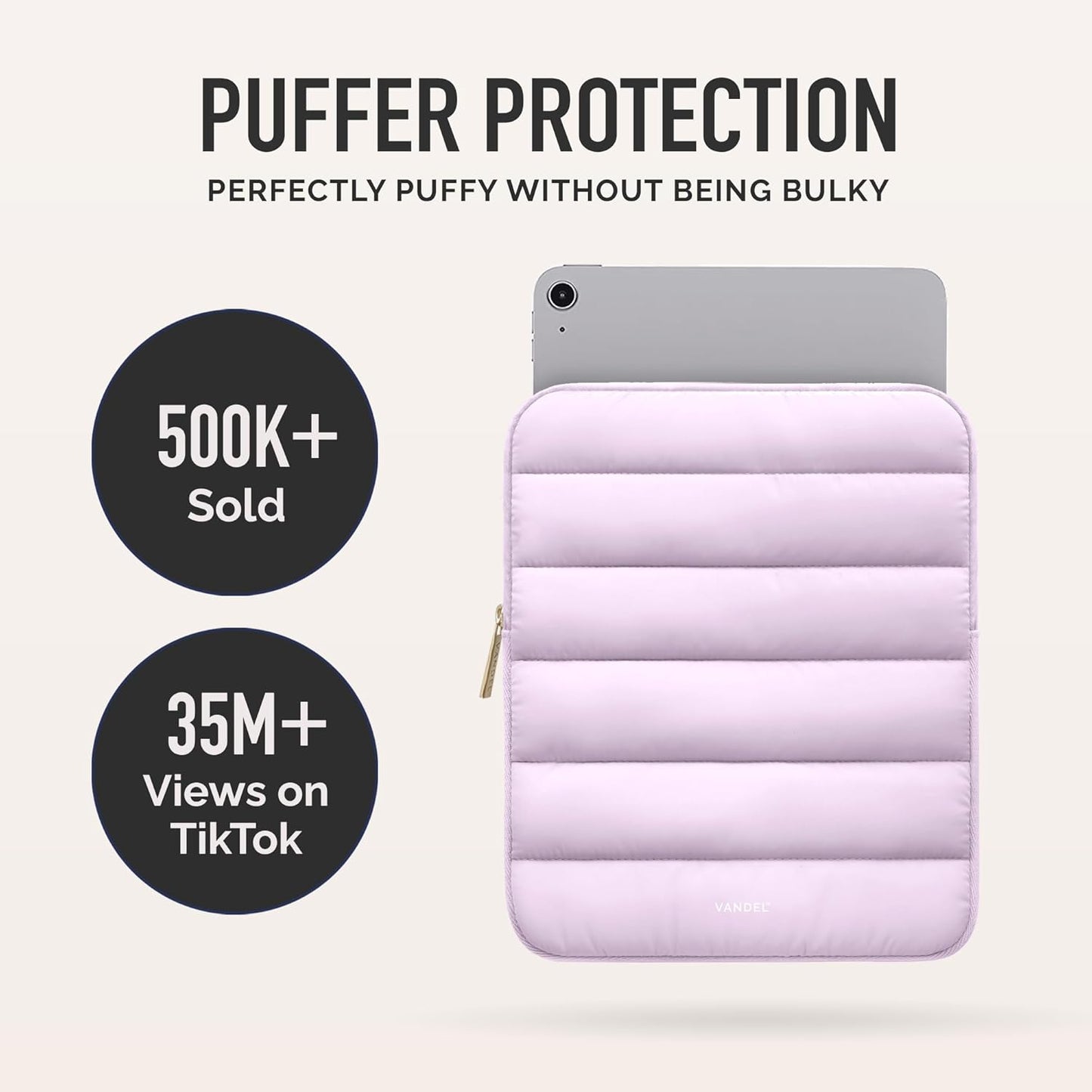 Vandel - The Original Puffy iPad Sleeve 9-11 Inch Tablet Sleeve, Purple i Pad Case for Women and Men, Cute iPad Air Pouch, 9 10 Inch, 11 Inch Bag