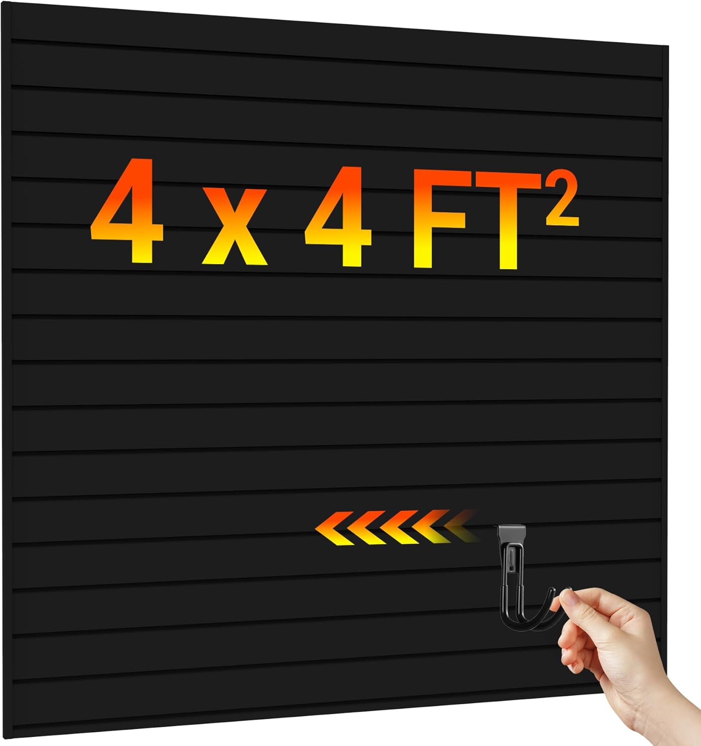 Ezlaino Slat Wall 4FT x 4FT, Versatile PVC Slatwall Paneling w/Long-Lasting Durability, Easy to Clean, Fits Most Slatwall Accessories, Ideal Organizer for Garage, Home & Store Storage, Black