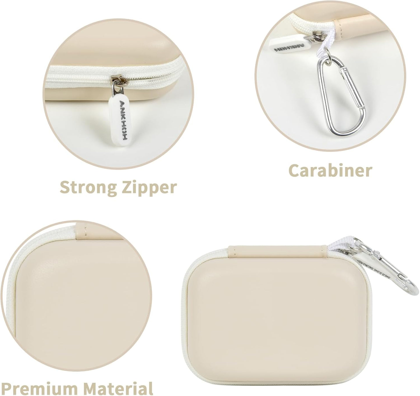 Carrying Case Compatible with Crucial X10/ X9 Pro 4TB/ 2TB/ 1TB Portable SSD, External Solid State Drive Hard Storage Holder Bag Fits for USB-C Cable (Box Only) (Beige)