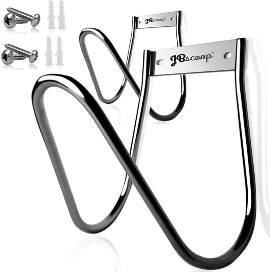 JBscoop Garden Hose Holder Stainless Steel Small Wall Mount Garden Hose Hook, Ideal for Water, Air, Hydraulic Hose, Ropes, Extension Cords Heavy Duty & Rust Proof Large Set of 2