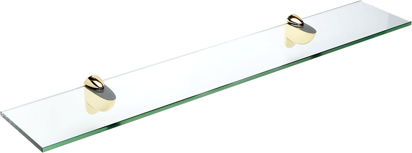 Spancraft Glass H-10x48-Brass Heron Glass Shelf, Brass, 10" x 48"
