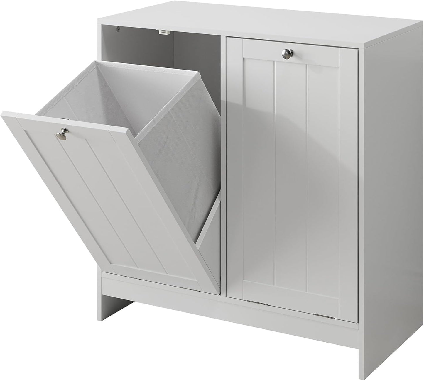 Double Tilt Out Laundry Hamper Cabinet with 2 Baskets, Laundry Cabinet, White, 12.99" D×25.98" W×26.81" H, 2 × 5.9 Gallon