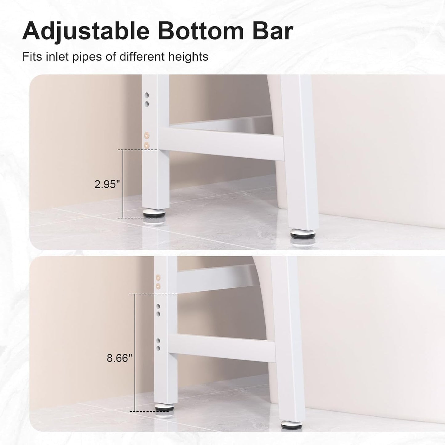 VASMIA Over The Toilet Storage,Bamboo 3-Tier Bathroom Organizer Over Toilet Storage Cabinet,Freestanding Space Saver with 3 Hooks White