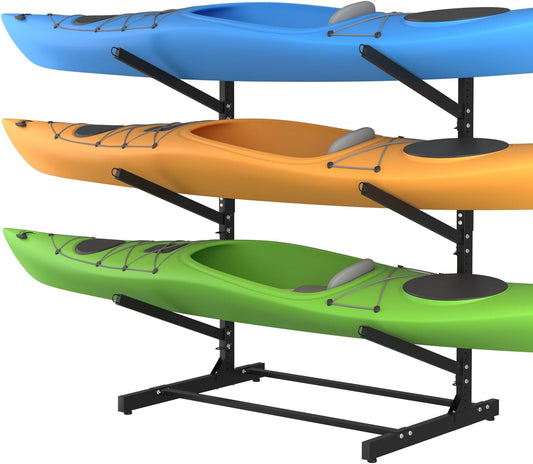 Adjustable Kayak Storage Rack, Freestanding Sup Storage Stand, Weatherproof Canoe Holder, Heavy Duty Paddleboard Bracket, Surfboard Bracket for Indoor, Outdoor, Garage, Shed, Dock…