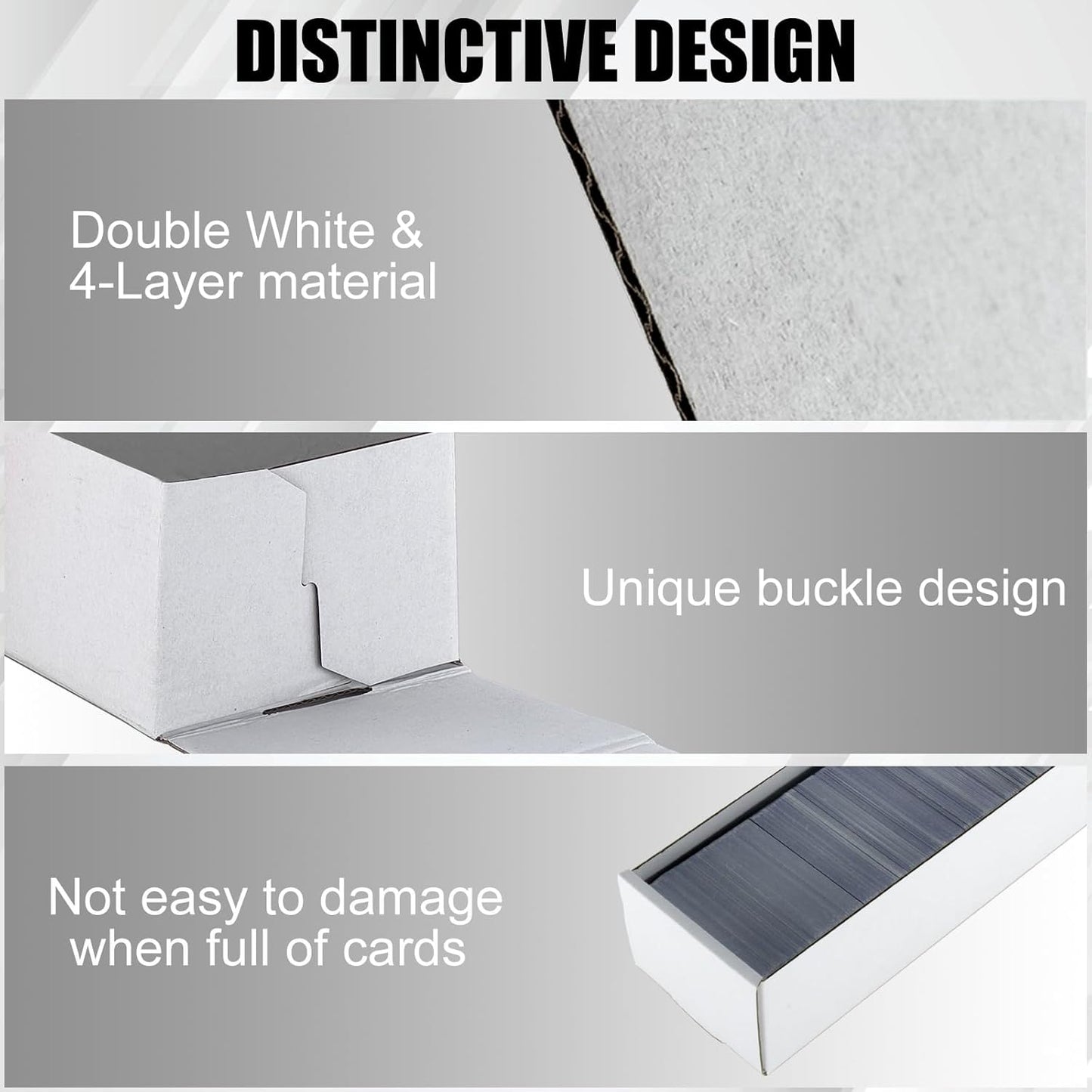 Trading Card Storage Box 6 Pack 1200 count with Lid, White Corrugated Cardboard Sports Card Storage Box for TCG/Magic/Mtg Storage and Collection, Horizontal