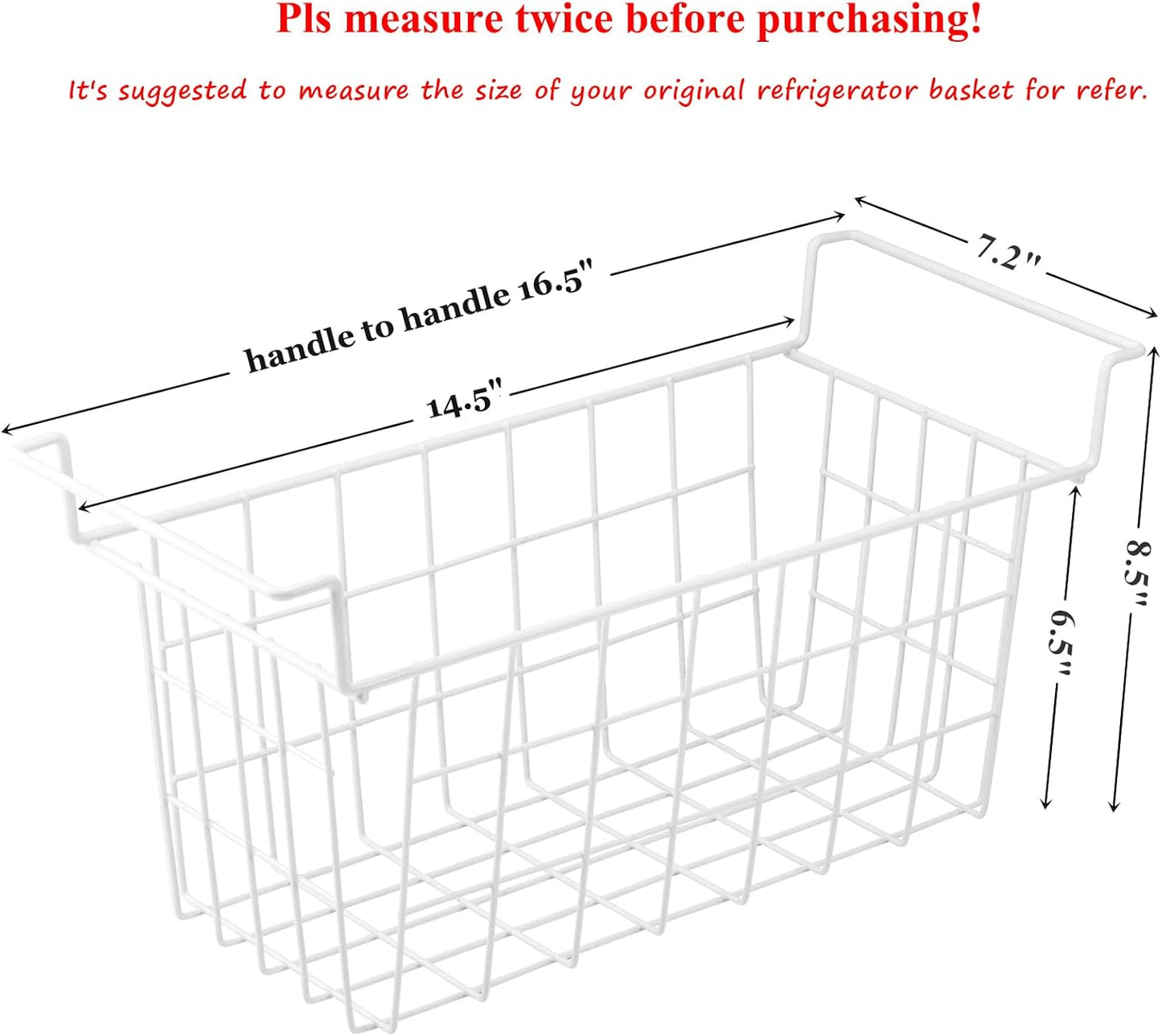 Chest Freezer Baskets 16.5 Inch, Chest Freezer Organizer Bins Metal Wire Storage Baskets with Hanging Handles for Deep Freezer, Set of 2
