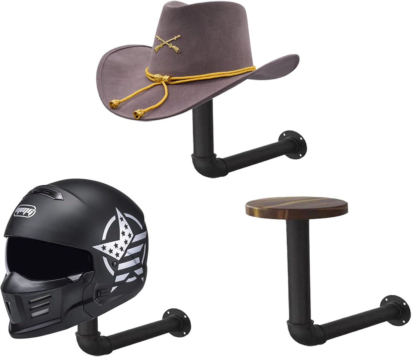 Motorcycle Helmet Holder,Helmet Holder Wall Mount Easy Storage for Motorcycle Helmets,Hats, Baseball and Rugby Helmets