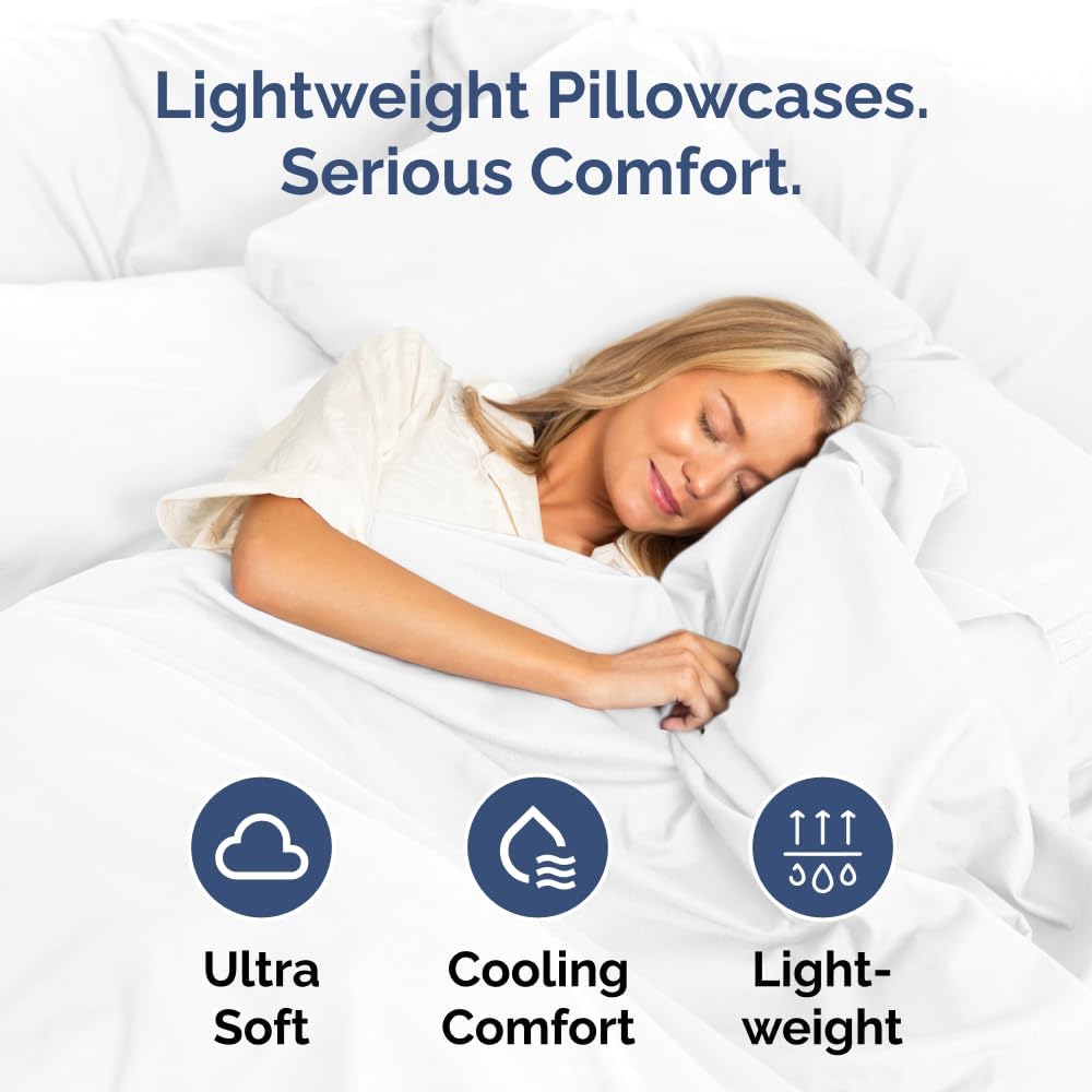 Queen Pillow Cases - 4 Pack - Super Soft Pillowcase Covers - Envelope Enclosure - Hotel Quality Pillow Protectors - Wrinkle Free, Fade, Shrink & Stain Resistant - Machine Washable - 20" x 30" (White)