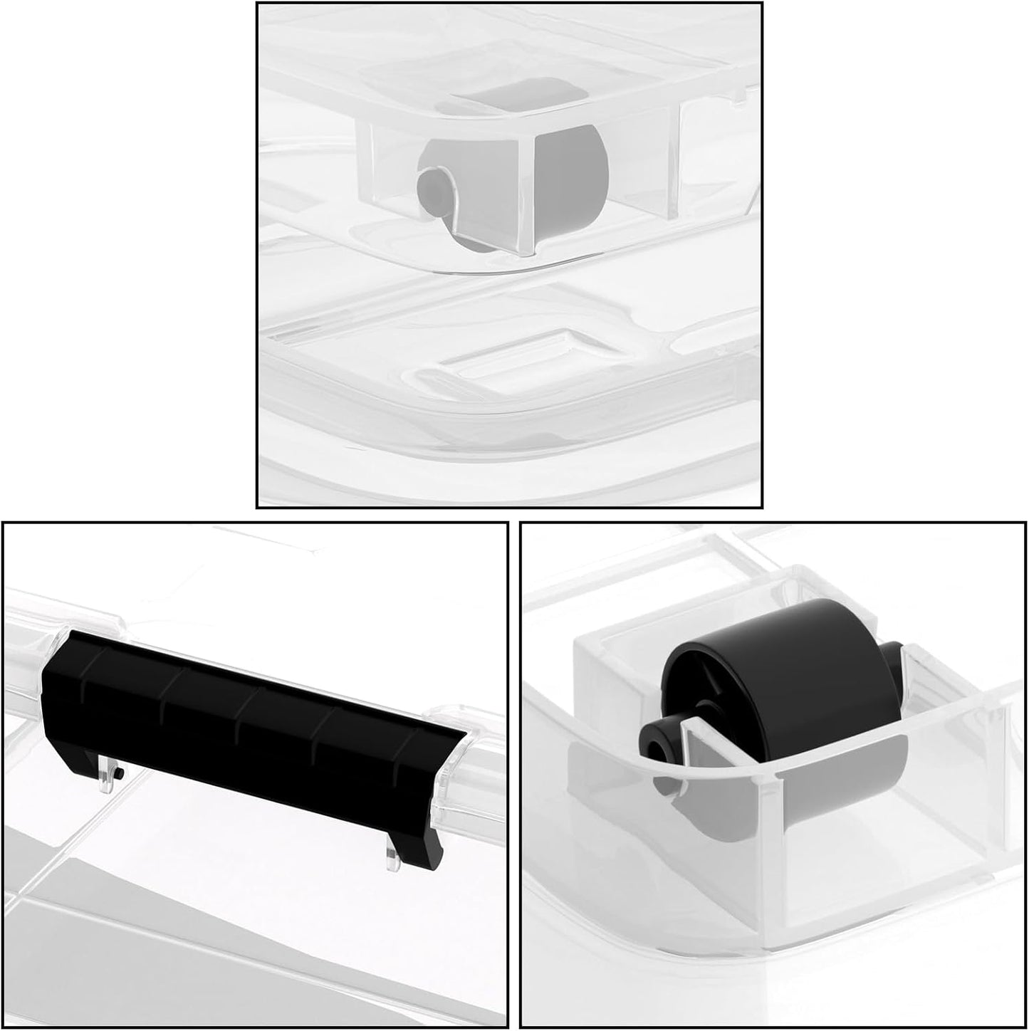 Sandmovie 4-Pack 25 Qt Plastic Under Bed Storage Organizer Bin with Latch Lids and Wheels, Underbed Plastic Container, Clear