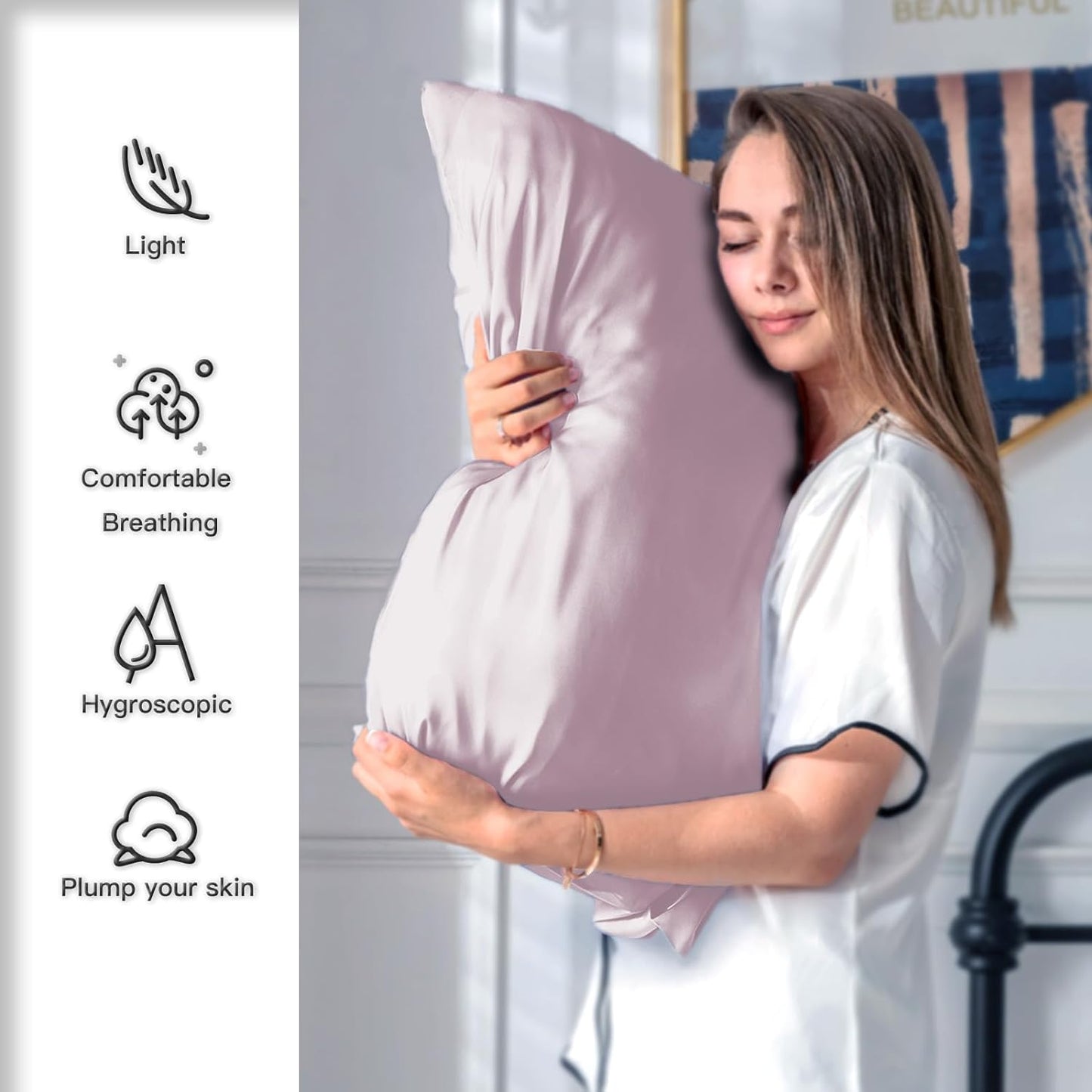 Silk Pillow Cases 2 Pack Soft Breathable and Sliky Queen Size Pillow Cases Set of 2,Natural Mulberry Satin Silk Pillowcase with Hidden Zipper for Hair and Skin (Lavender,20"X 30",2pcs)