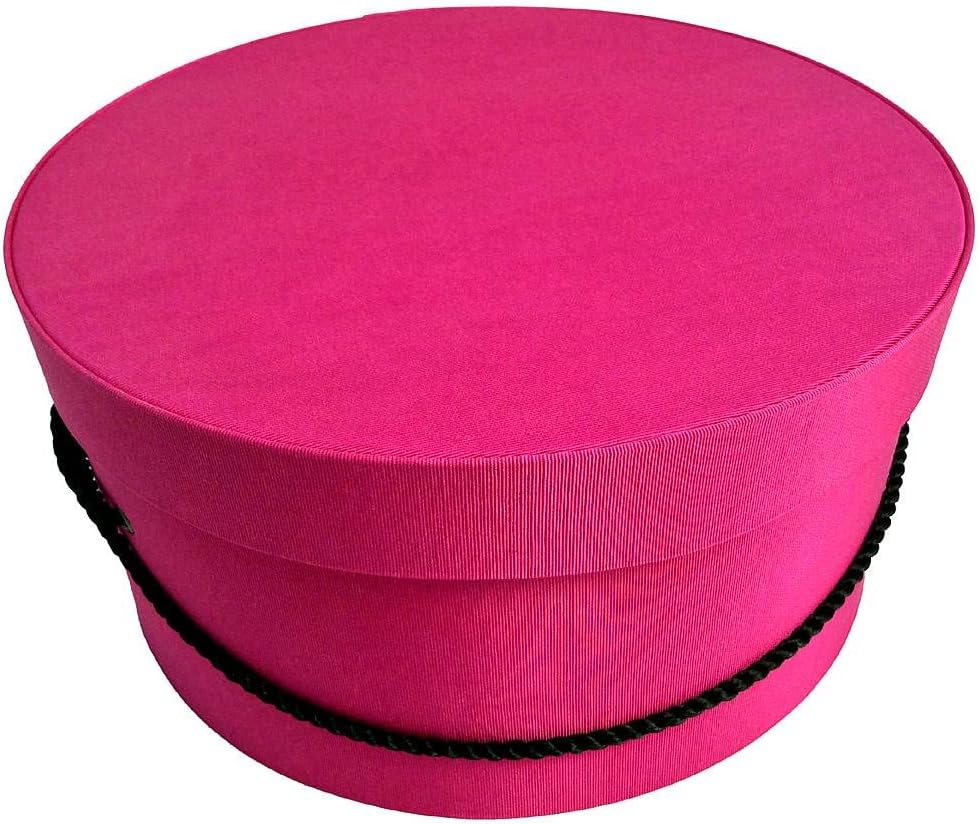 Sarah's Hat Boxes Classic Cerise Hat Box – 12.75" x 6.5" (Dia. x Ht.) Handmade in USA – Odorless Non-Toxic Adhesive, Cording Handle – Premium Storage for Hats & Accessories