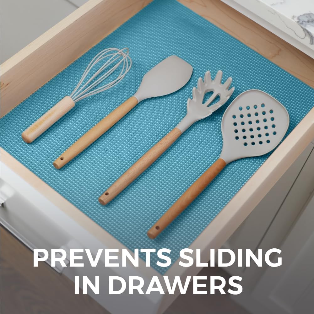 HOME GENIE Shelf Drawer and Cabinet Liner, Durable with Strong Grip, 17.5 in x 10 FT, Non Adhesive Liners Protect Kitchen Cabinets and Cupboard, Pantry, Bathroom Drawers and Shelves, Desks, Teal