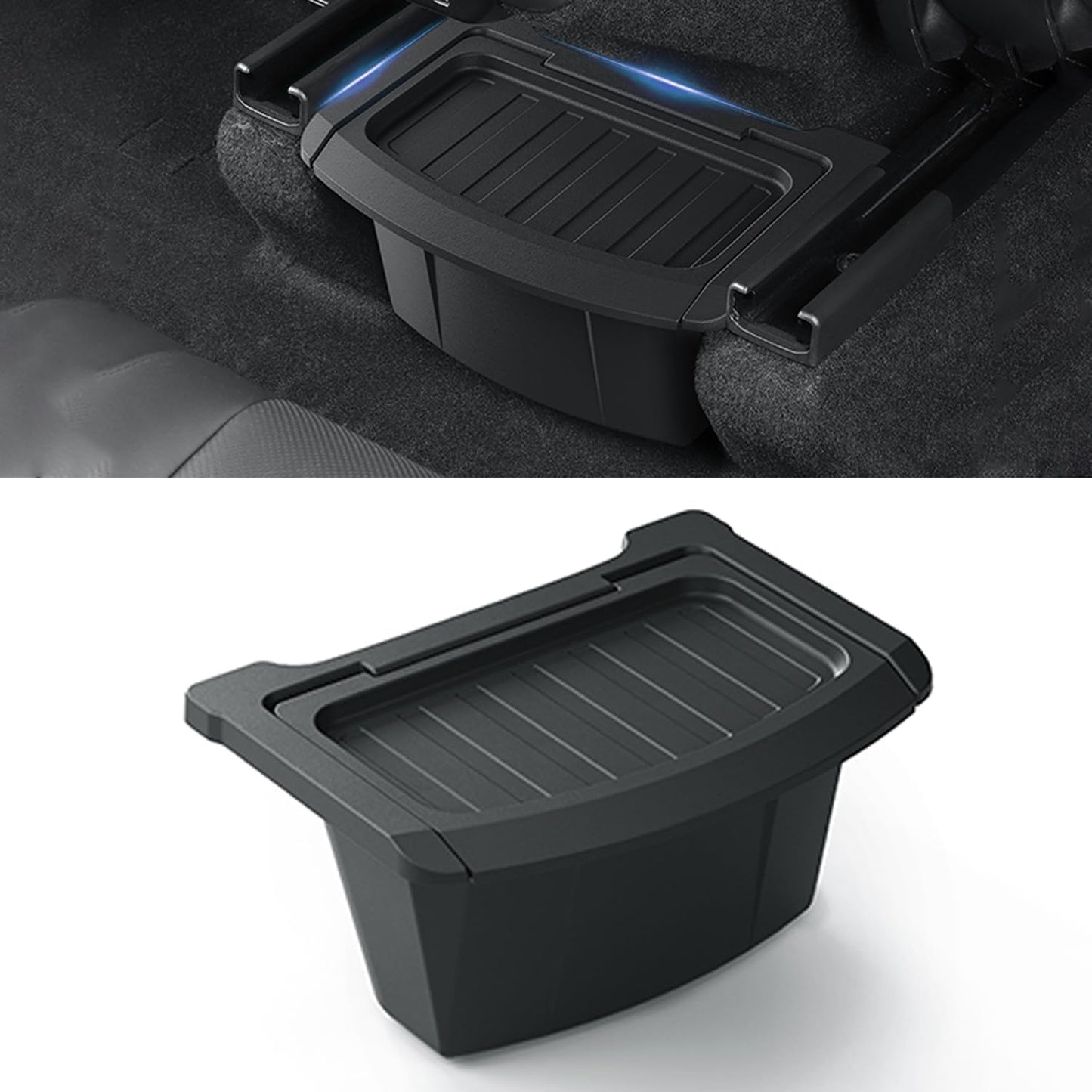 Rear Center Console Floor Storage Box for Tesla Model Y Juniper 2025 2026 Rear Center Console Organizer - 2nd Row Seat Organizer Bin for Model Y Juniper Accessories TPE Black