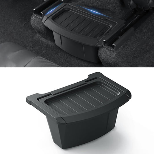 Rear Center Console Floor Storage Box for Tesla Model Y Juniper 2025 2026 Rear Center Console Organizer - 2nd Row Seat Organizer Bin for Model Y Juniper Accessories TPE Black