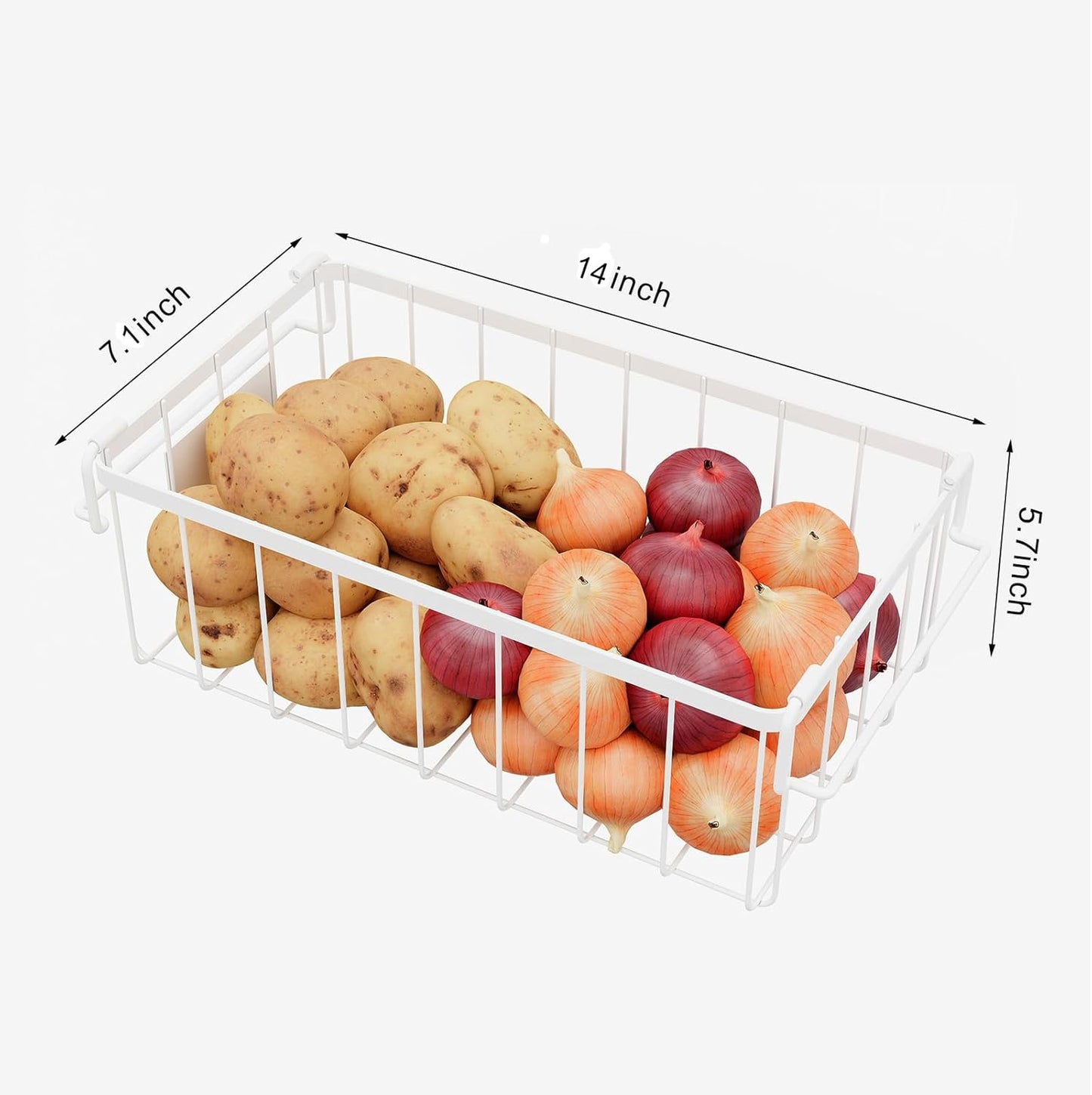 3 Pack Stackable Wire Storage Baskets With Tag, Freezer Organizer Bins for Most 7 Cu.FT Freezer Sort Frozen Meats, Deep Freezer Organizer Bins with Handle Add Space Easy Reach, White
