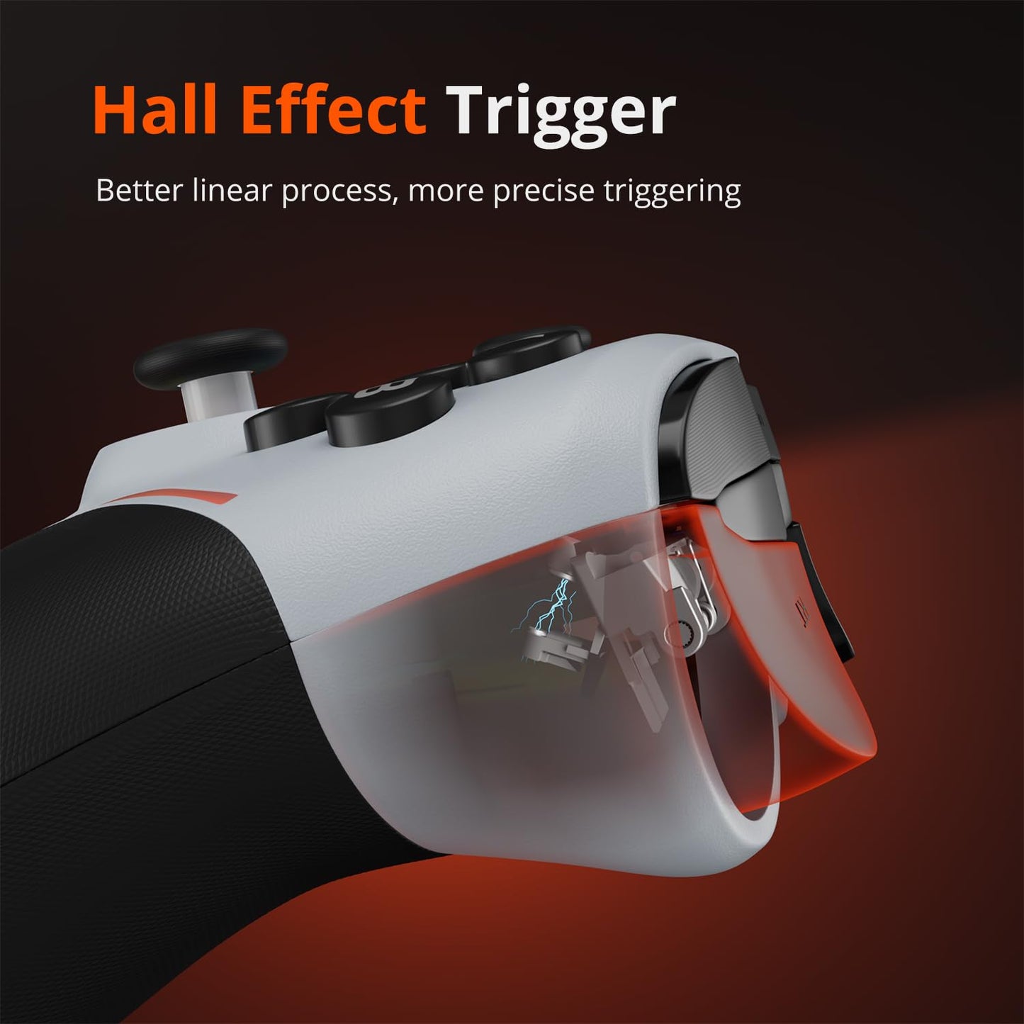 Wireless PC Controller with Hall Effect Joysticks & Triggers, 1000Hz Polling Rate, Trigger Locks, Bluetooth Pro Gaming Controller for PC/Steam/Luna/Tesla - 4 Macros and Turbo, Dynamic RGB, Silver