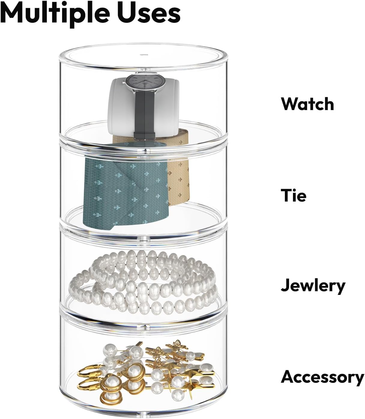 Belt Organizer for Closet Storage: Clear Acrylic 8-Layer Stackable Belt Box, Space-Saving Neat Case Holder