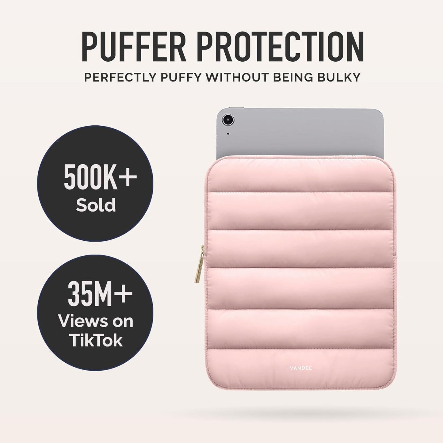 Vandel - The Original Puffy iPad Sleeve 9-11 Inch Tablet Sleeve, Pink i Pad Case for Women and Men, Cute iPad Air Pouch, 9 10 Inch, 11 Inch Bag