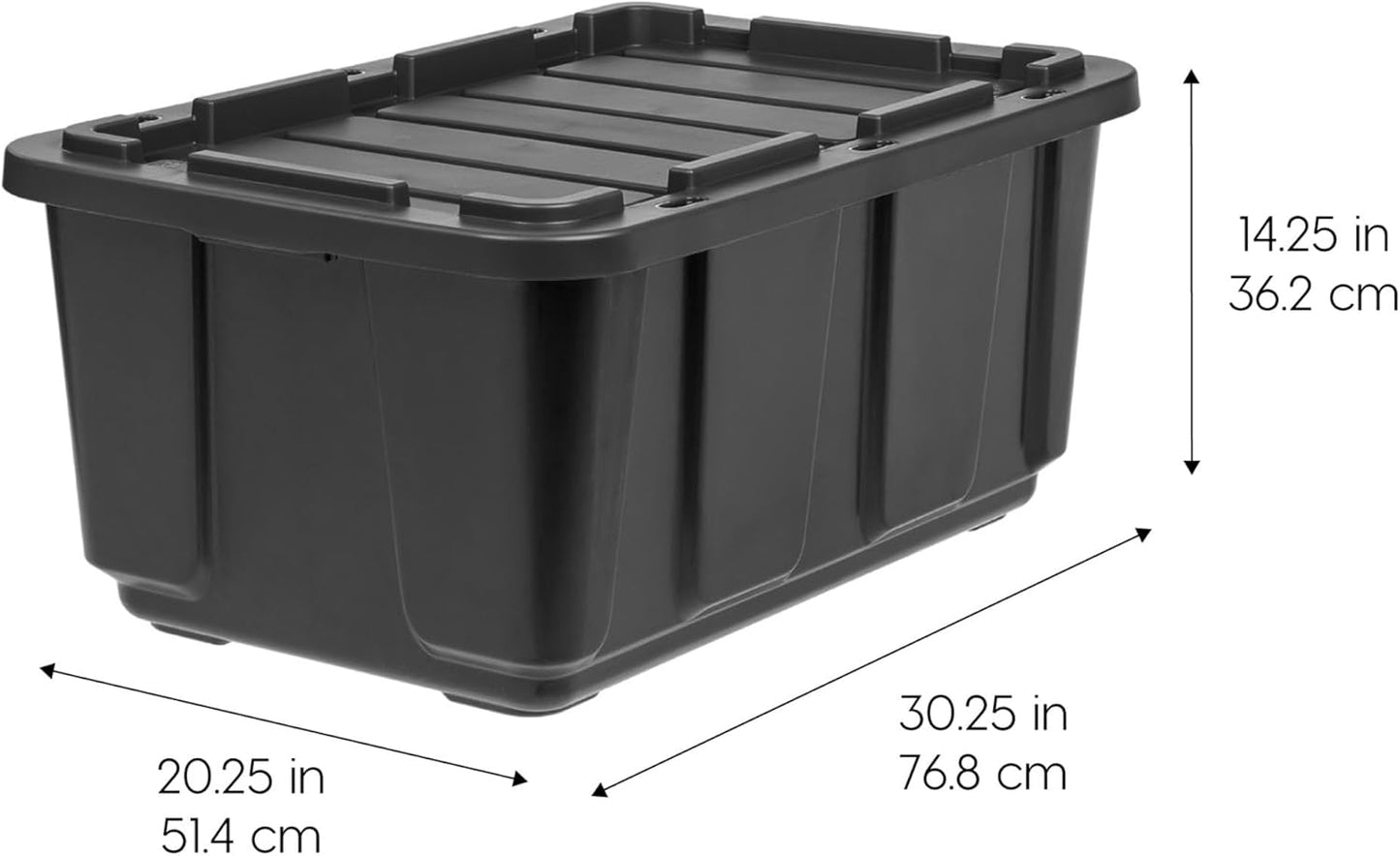IRIS USA 27 Gallon Heavy Duty Truck Bed Toolbox Storage Tote Bins with Lids, 4 Pack - Made in USA, Tough Snap On Lockable Lid Stackable Industrial Tubs, Garage Organization Reusable Box - Black