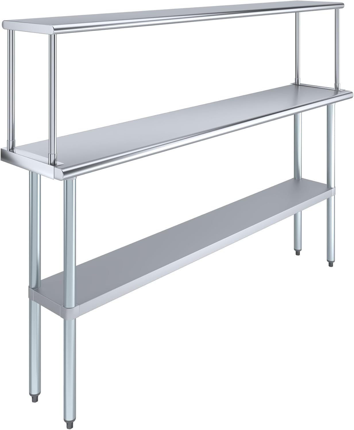 Stainless Steel Work Table with Wide Single Tier Overshelf | Metal Kitchen Prep Table & Shelving Combo (14" x 72" Work Table + 12" Overshelf)