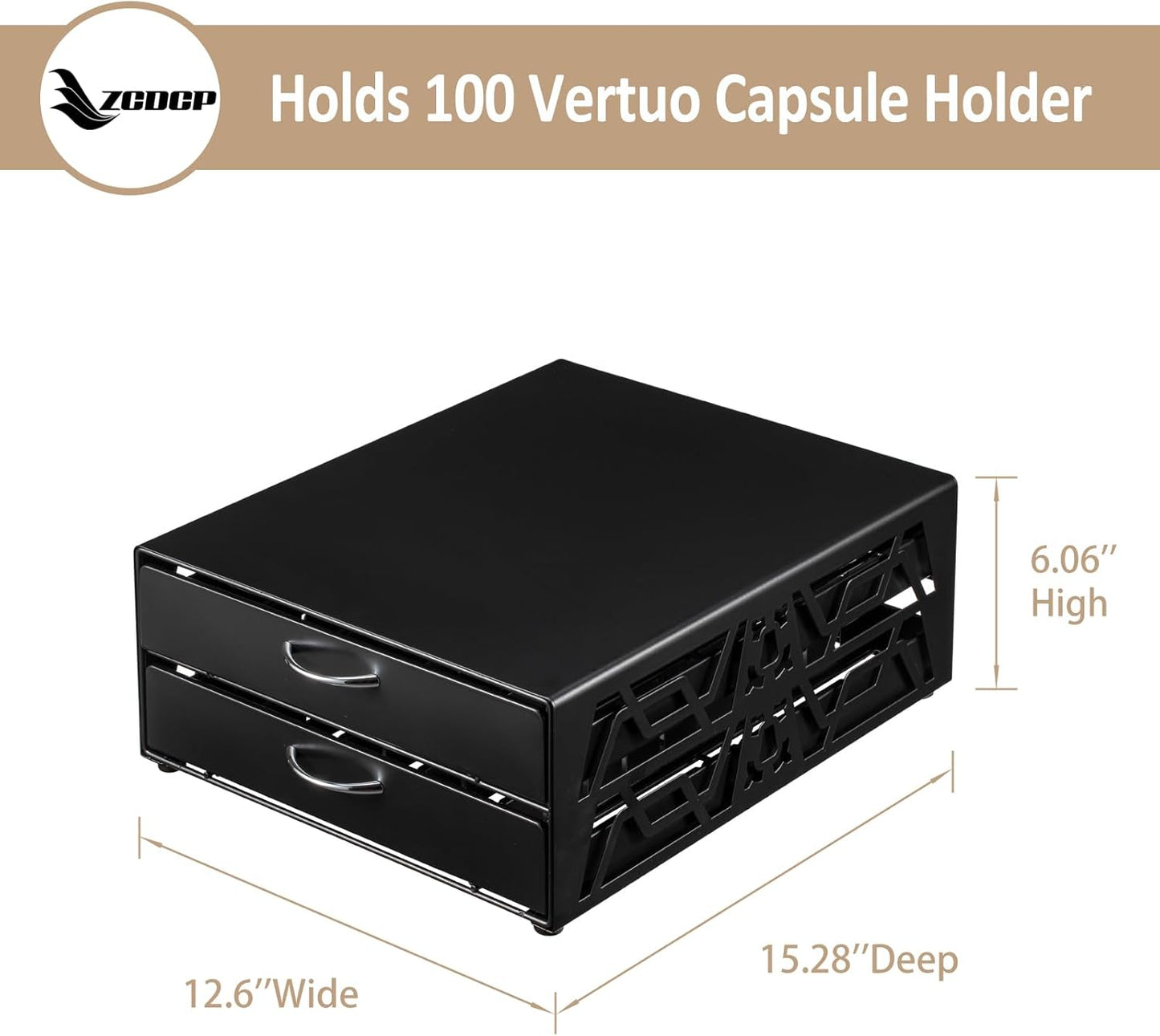 ZCDCP 2-Tier 100-Capacity Vertuo Pod Organizer for Nespresso - Space-Saving Coffee Capsule Drawer Storage System for Fits All Vertuo Pods