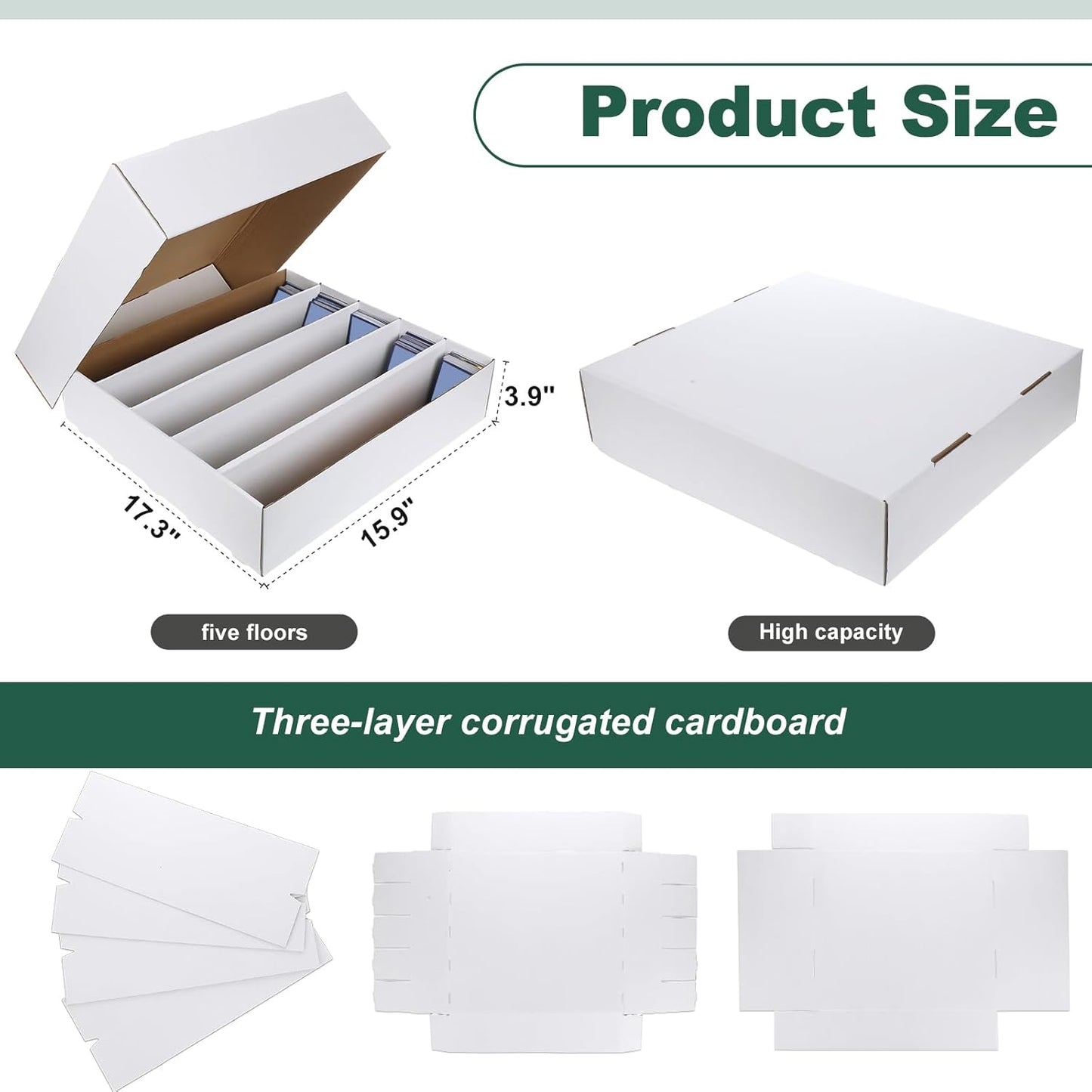 Yexiya 4 Pcs 5000 Count Card Storage Boxes with Divider for Trading and Gaming Cards White Cardboard Holder Collector Organizer for Deck of Play Pieces Sport Basketball Card