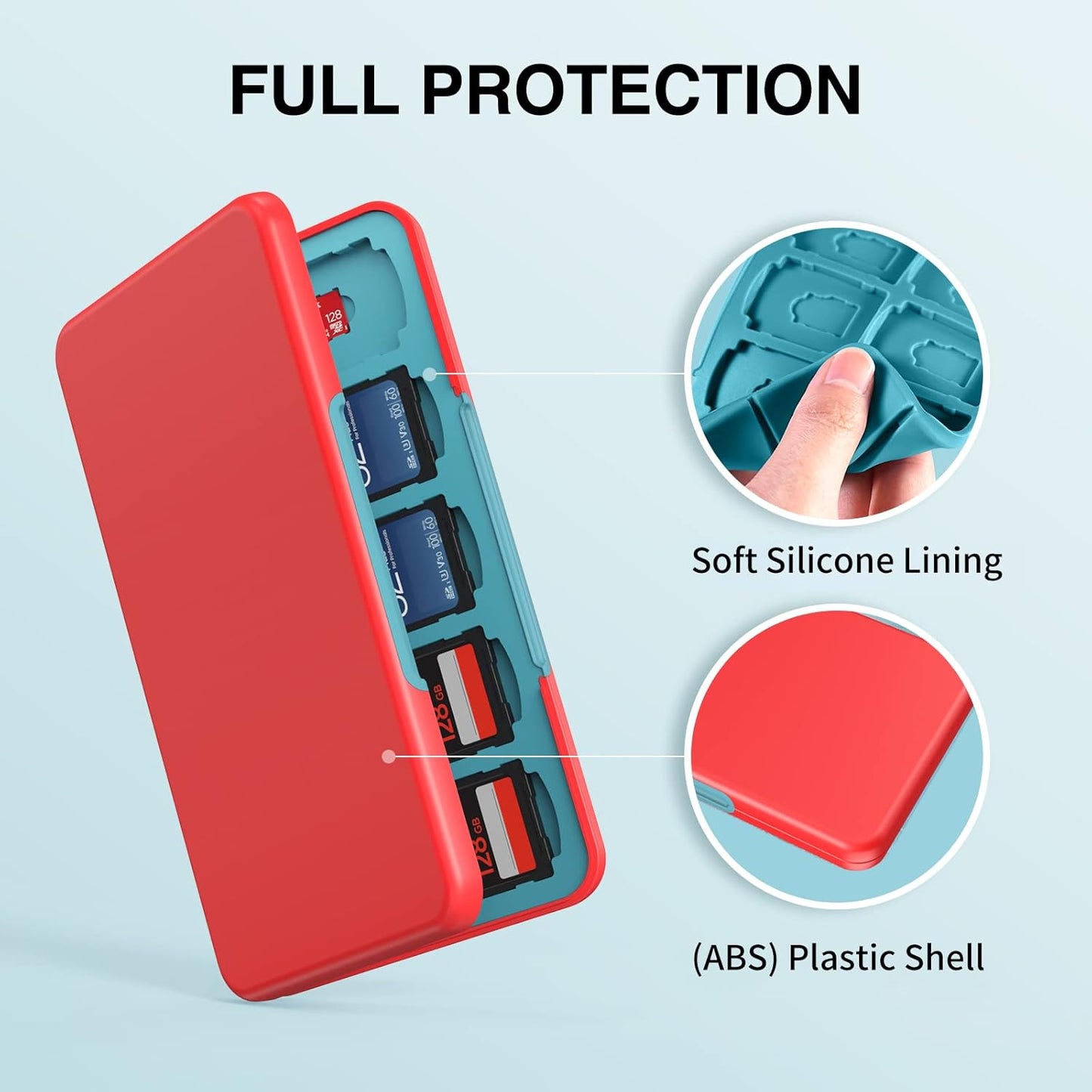HEIYING SD Card Holder for SD/TF Cards,Portable Memory Card Storage Case Compatible with 20 SDXC SDHC and 20 TF Cards Slots