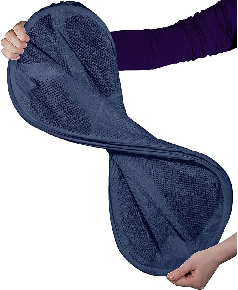 BATTOO Deluxe Strong Mesh Pop up Laundry Hamper Basket with Side Pocket for Laundry Room, Bathroom, Kids Room, College Dorm or Travel Navy Blue