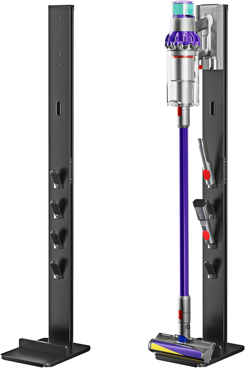 Vacuum Cleaner Stand, Compatible with Cordless Vacuums Dyson Gen5 V15 V12 V11 V10 V8 V7 V6, Floor Vacuum Accessory Holder with 4 Hooks, Metal Storage Bracket Organizer, Black