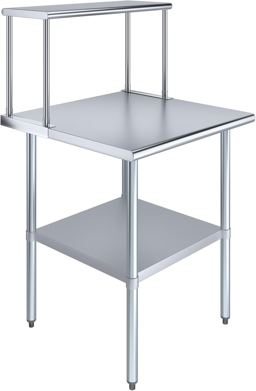 Stainless Steel Work Table with Wide Single Tier Overshelf | Metal Kitchen Prep Table & Shelving Combo (30" x 30" Work Table + 12" Overshelf)