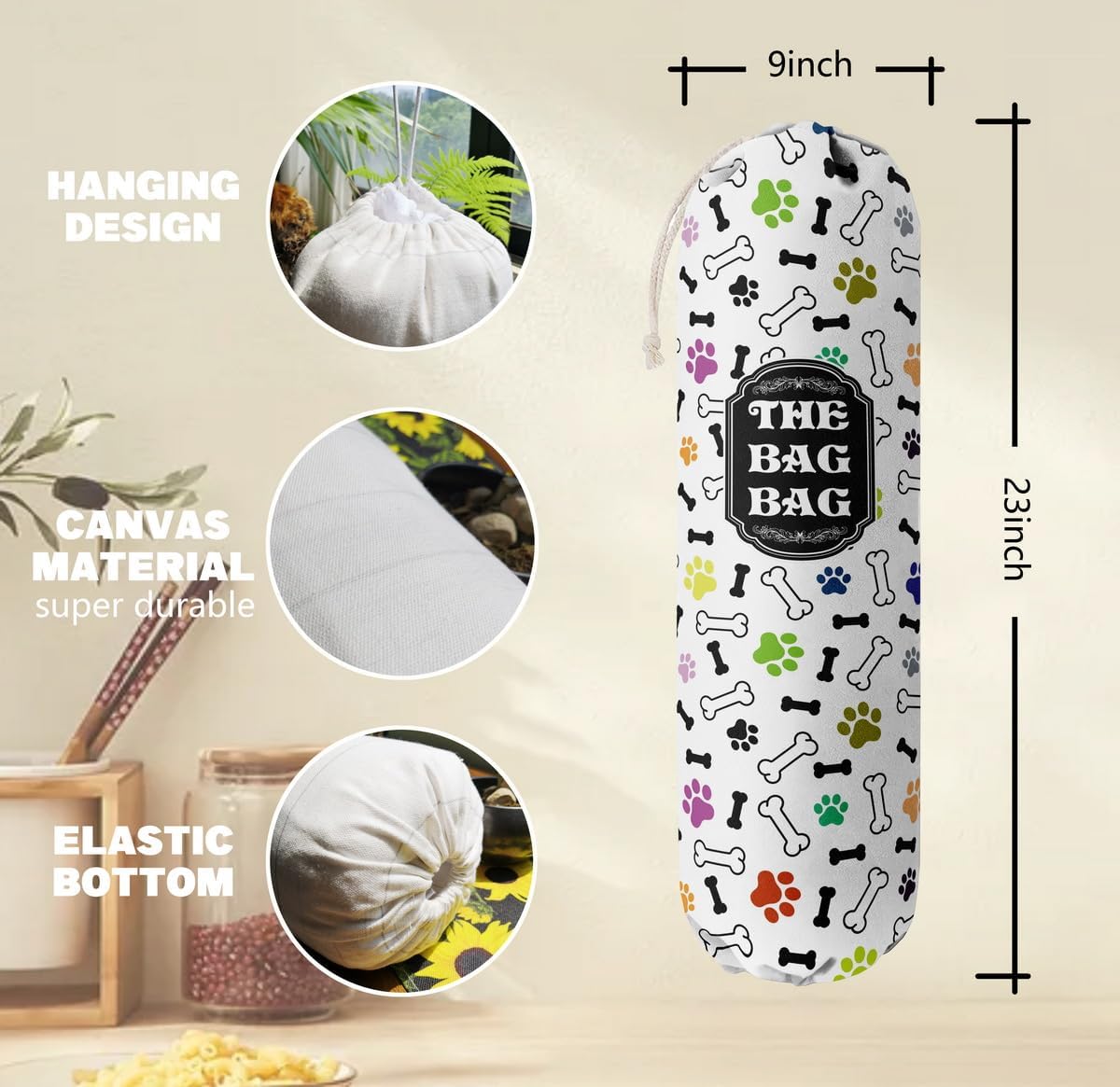 Grocery Bags Holder Organizer For Shopping Bags, Wall Mount Plastic Bags Storage Container Dispensers, Pet Lovers Home Kitchen Bags, The Bag Bag Grocery Bag Holder, Gifts For Women Dog Mom Dad (G-17)