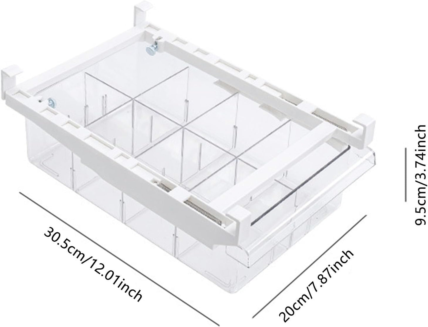 Fridge Drawer Organizer, Pull Out Shelf Storage Transparent Organizer for Refrigerator, Drawer Organizer for Egg, Fruit, Vegetable, Seafood, Meat, Cheese, Produce (White A)