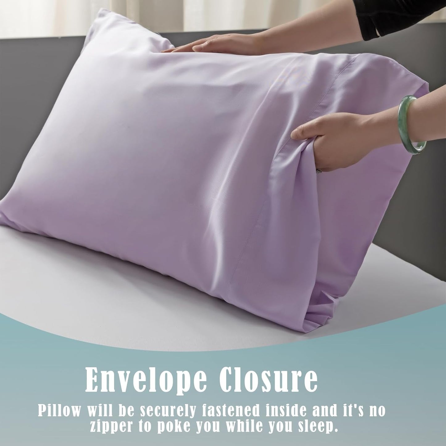 TELUS Pillow Cases King Size 2 Pack, Bamboo Rayon & Lyocell Pillowcase with Envelope Closure, Cooling Breathable Pillow Cover for Hot Sleeper & Night Sweats, 20x40 inch, Light Purple