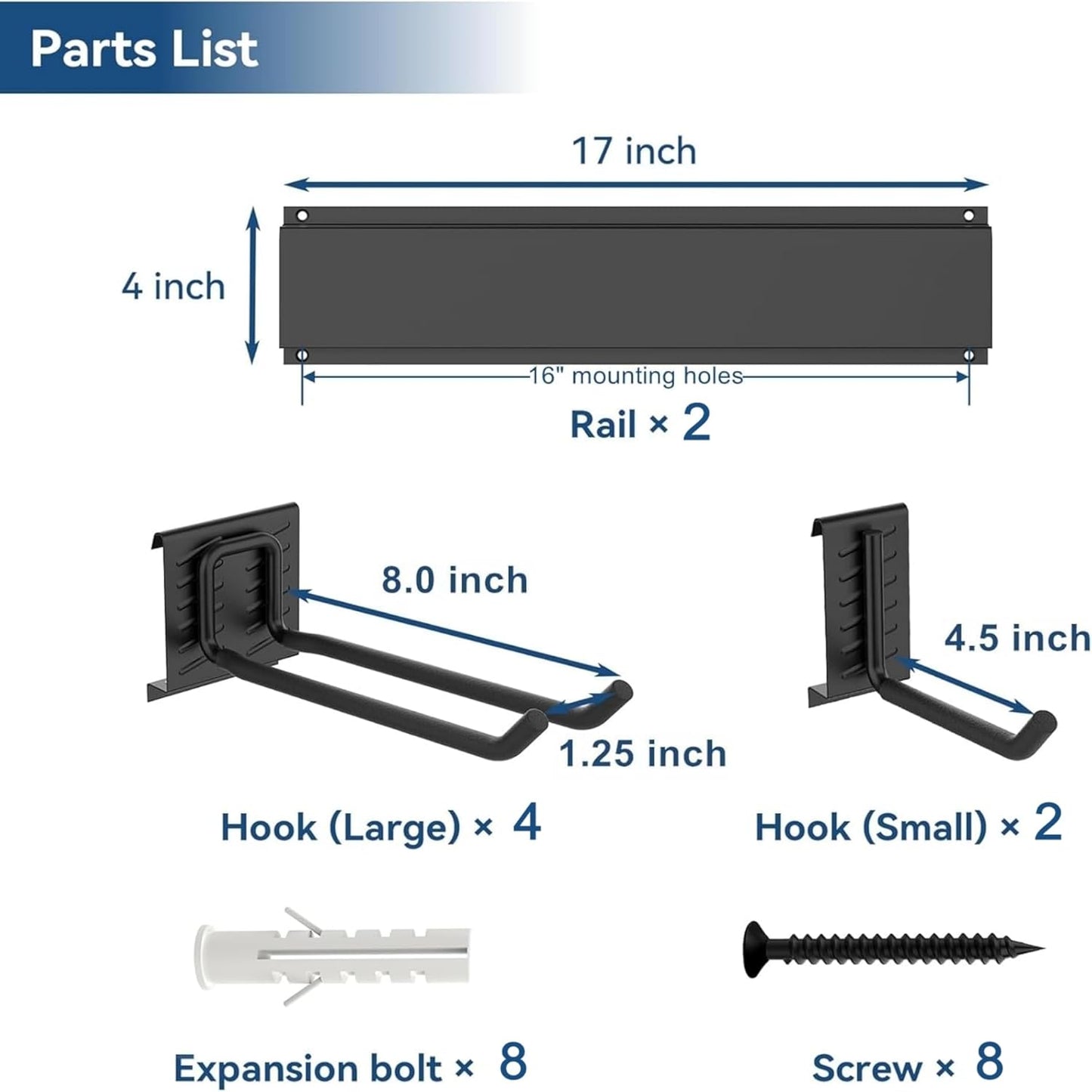 WALMANN Wall Mounted Ski Rack, Garage Ski Storage for 4 Pairs of Skis Mount Hanger Home Shed and Garage Snowboard Wall Rack Holds Up to 200 lbs