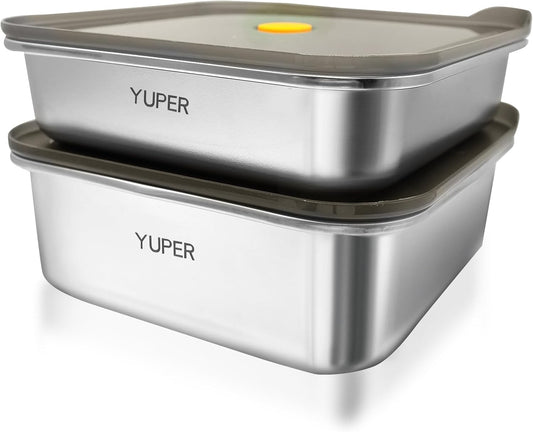 YUPER Stainless Steel Food Containers, Meal Prep Containers, Sandwich Containers, Stainless Steel Containers with Lids Fruit Lunch Snacks Storage, 2 Pack (40+67OZ)