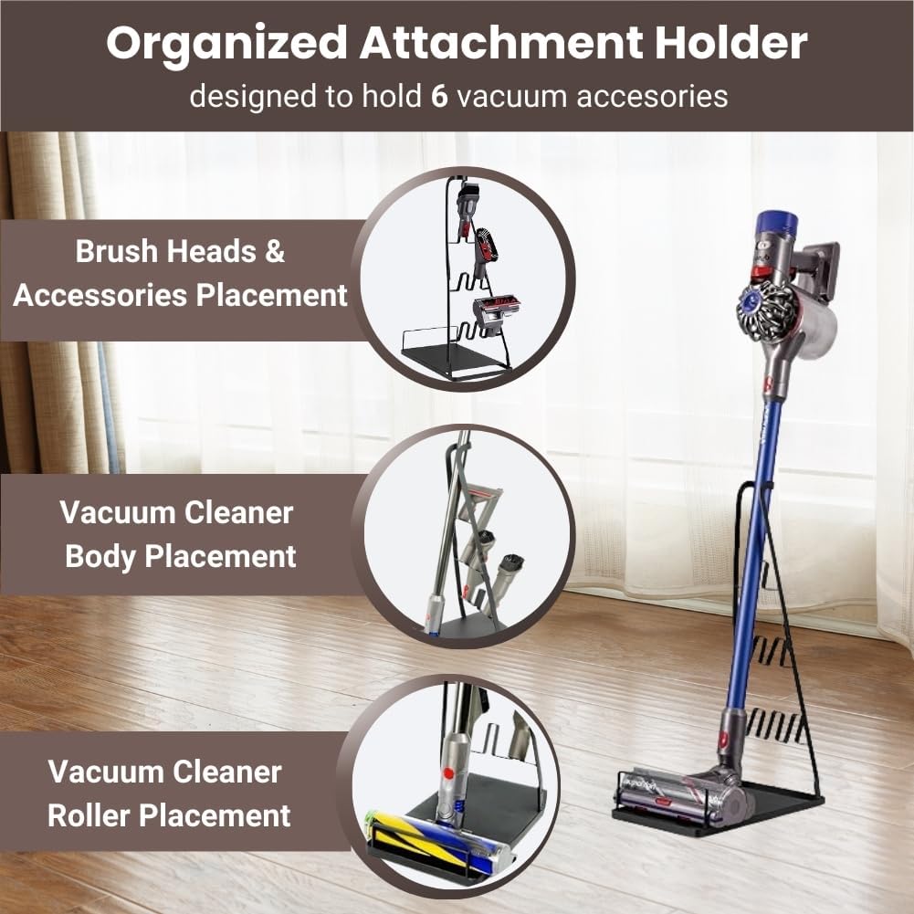Universal Vacuum Stand,Storage-Stand-Docking-Station-Holder,Stable Metal Storage Bracket Stand Holder,Compatible with Dyson,Hoover, Eureka, Rainbow,Shop VAC and Most Stick Vacuum(Black)